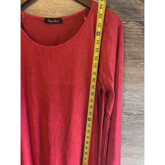 Red Dress Fringe Cowgirl Country Rodeo Size S/M Sexy Bodycon Mini Stretchy - Picture 4 of 10